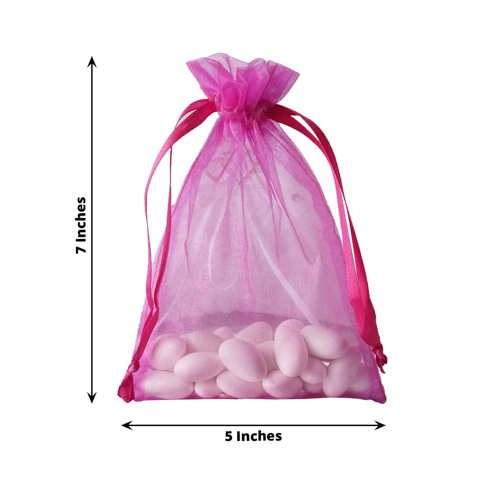 10 Pack 5"x7" Fuchsia Organza Drawstring Wedding Party Favor Gift Bags