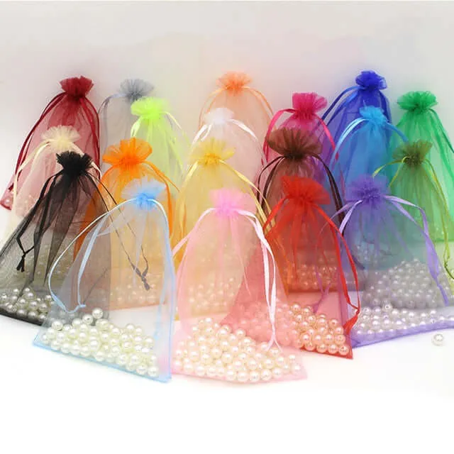 10 Pack 5"x7" Fuchsia Organza Drawstring Wedding Party Favor Gift Bags