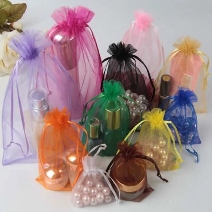 10 Pack 5"x7" Fuchsia Organza Drawstring Wedding Party Favor Gift Bags