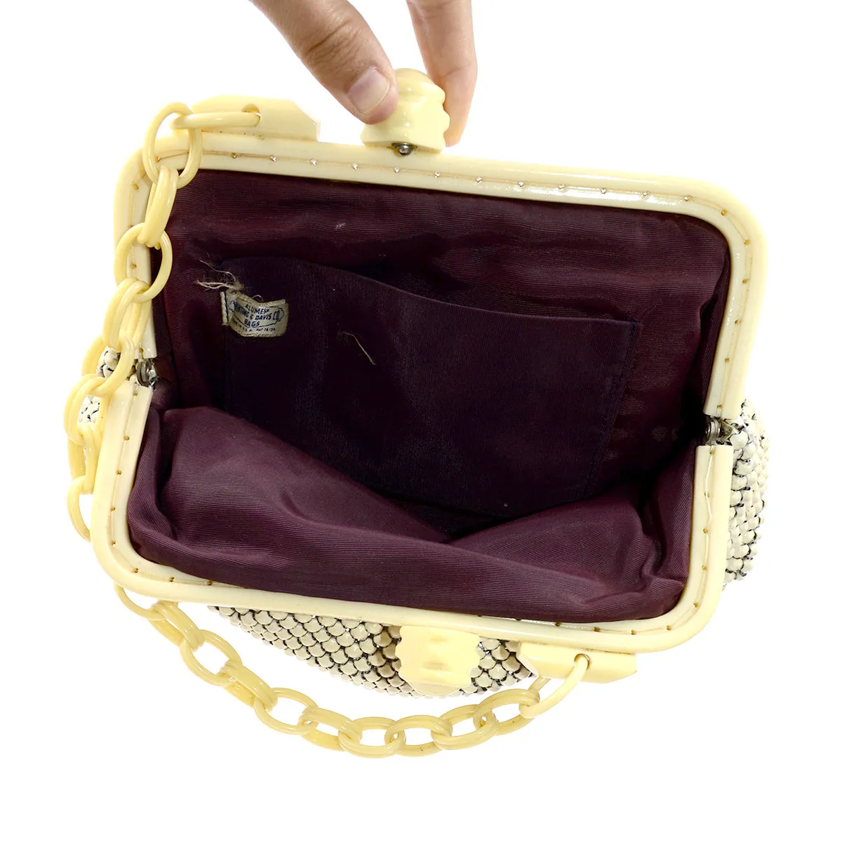 1940s Whiting & Davis Mesh Handbag w/ Celluloid Chain Strap