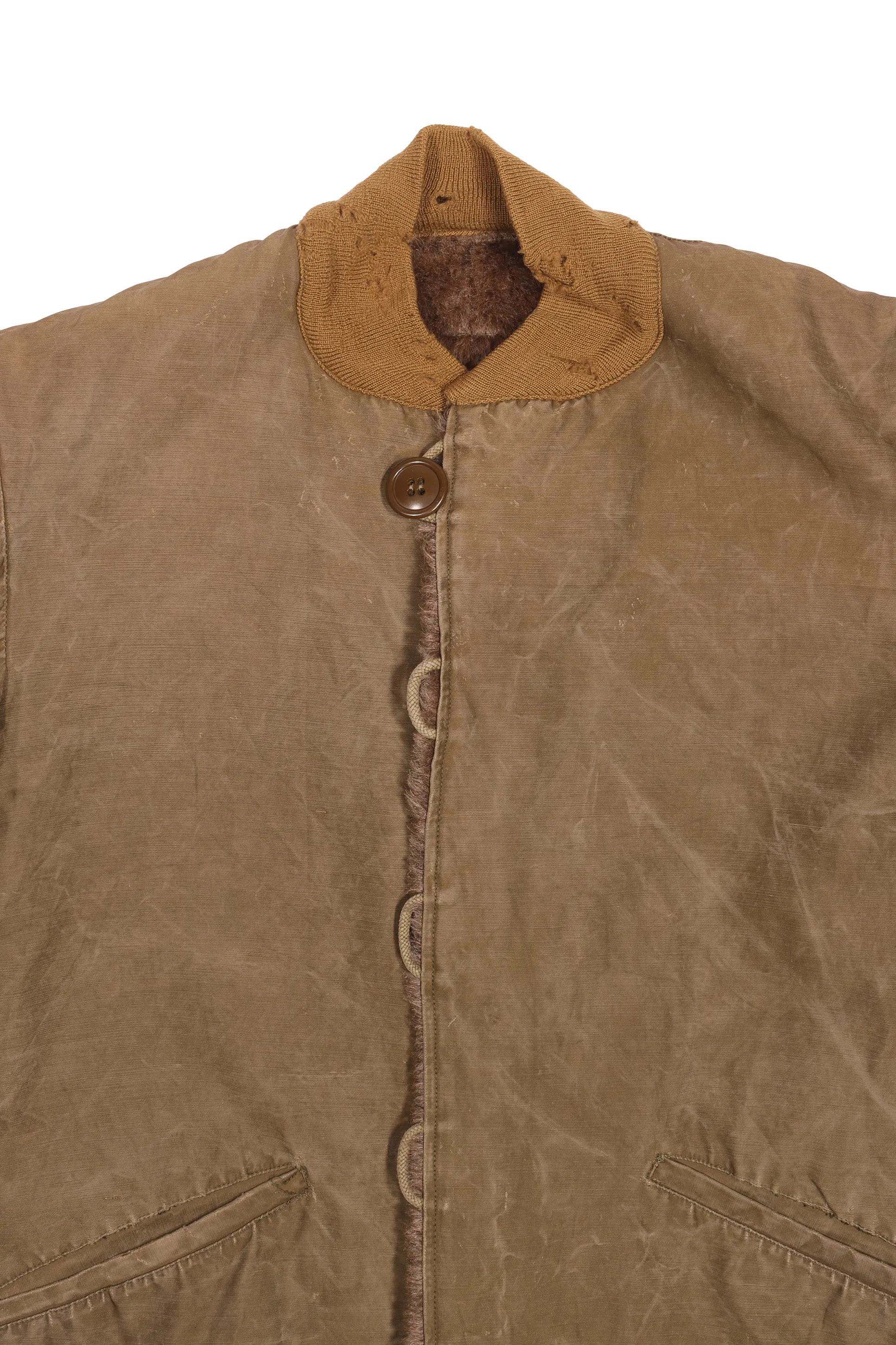 1940's WWII Distressed Fur Lined Bomber Jacket