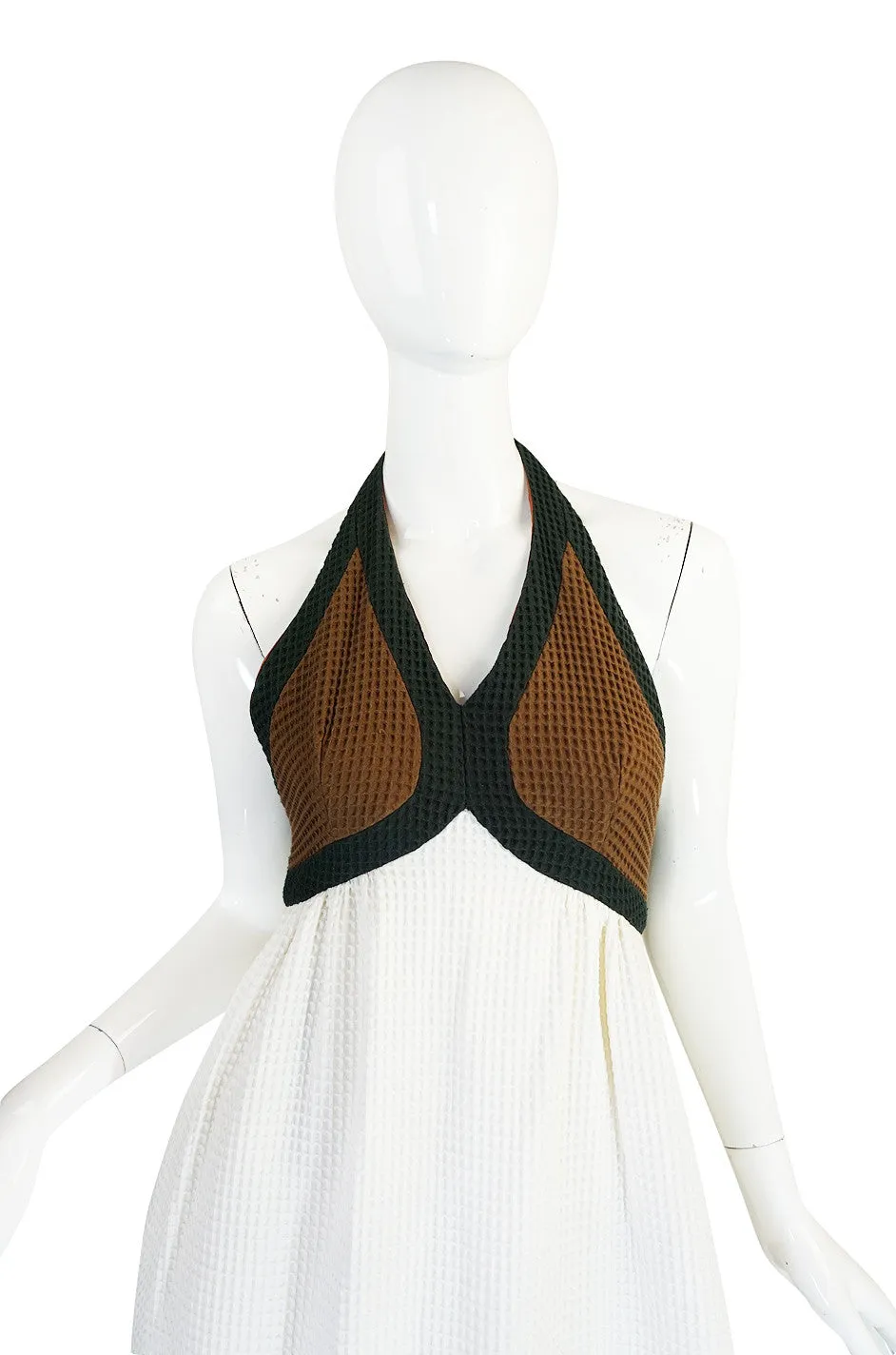 1960s Geoffrey Beene Boutique Waffle Weave Halter Dress