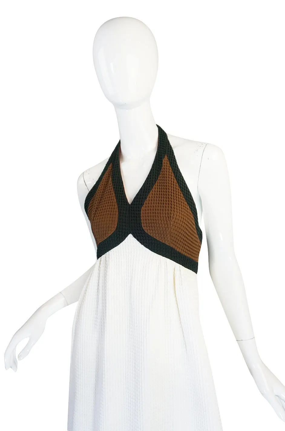 1960s Geoffrey Beene Boutique Waffle Weave Halter Dress