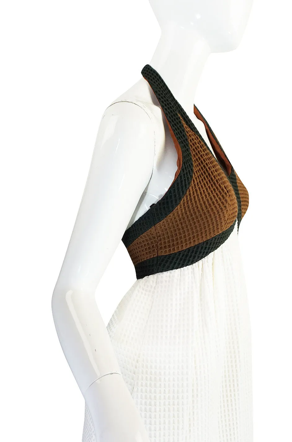 1960s Geoffrey Beene Boutique Waffle Weave Halter Dress