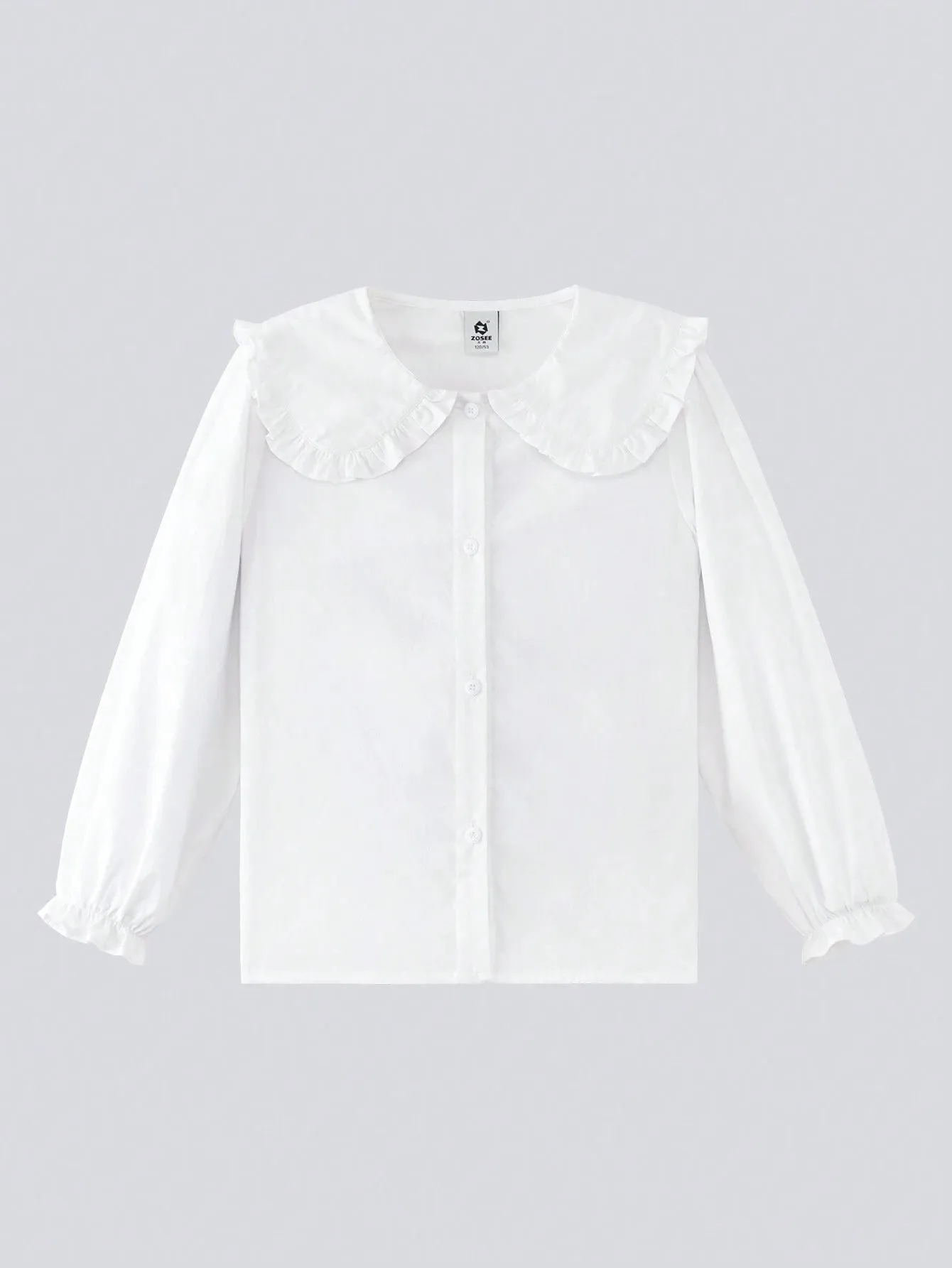 2-4y Young Girls Long Sleeve Blouse, Spring/Autumn New 2024 White Shirts Children Tops