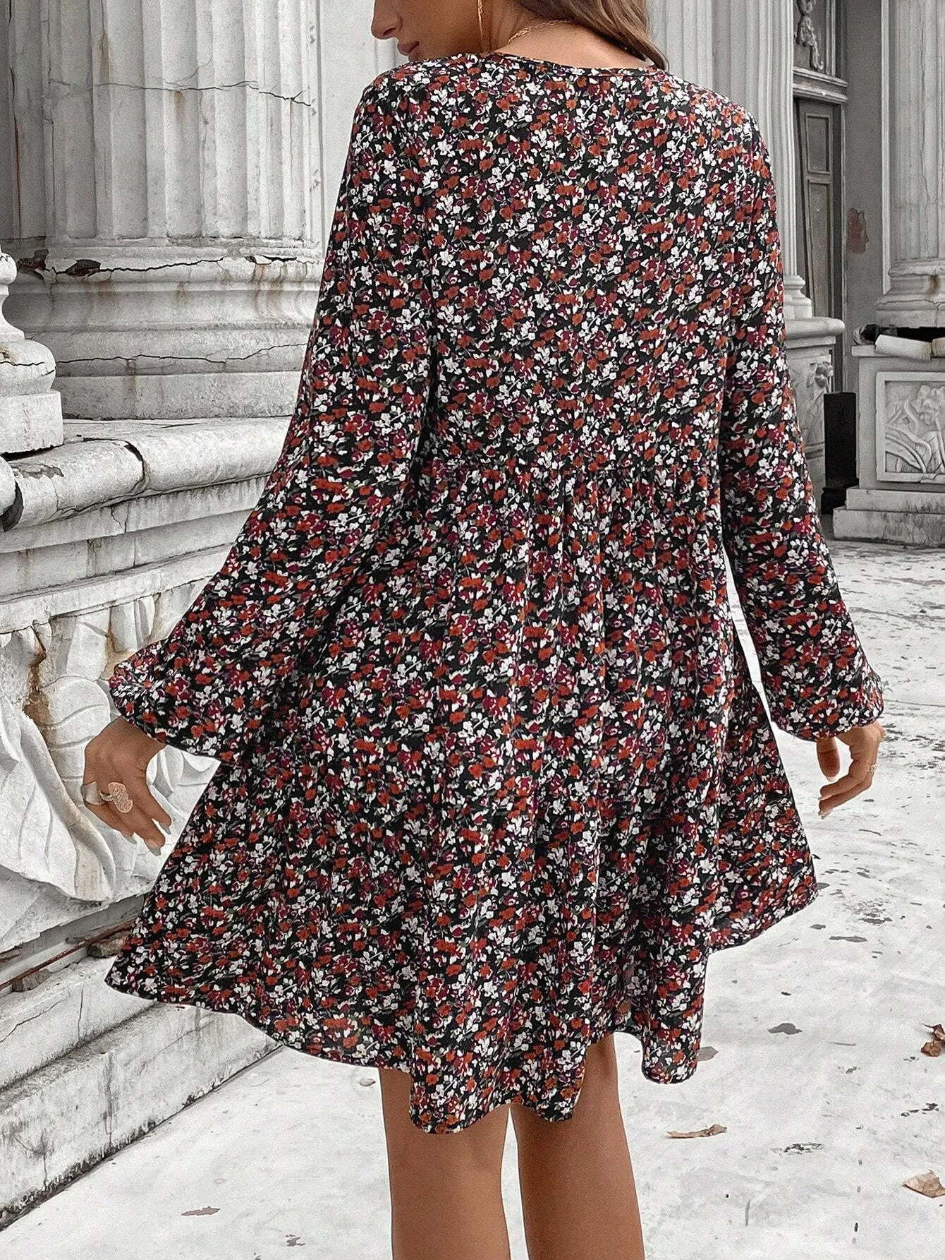 2024 Autumn/Winter New Ditsy Floral Loose Dress For Women