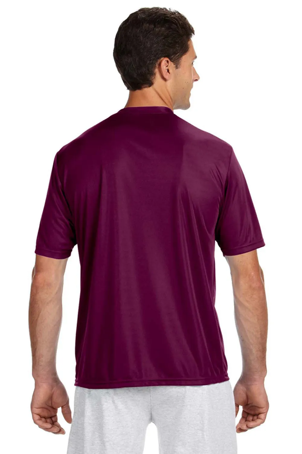 A4 Mens Performance Moisture Wicking Short Sleeve Crewneck T-Shirt - Maroon