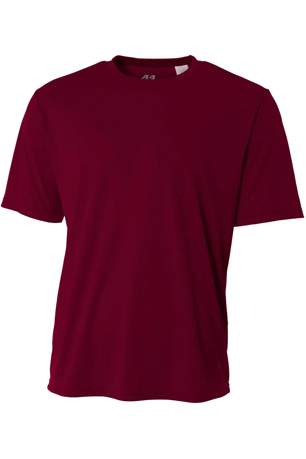 A4 Mens Performance Moisture Wicking Short Sleeve Crewneck T-Shirt - Maroon