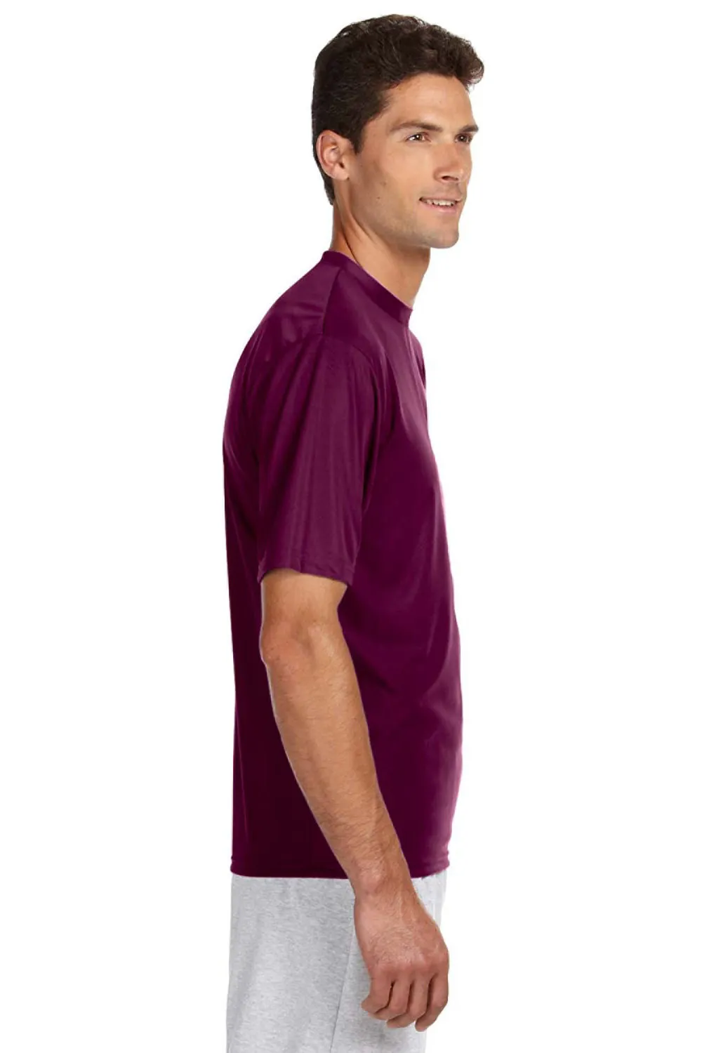 A4 Mens Performance Moisture Wicking Short Sleeve Crewneck T-Shirt - Maroon