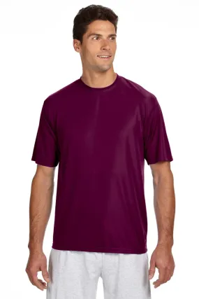 A4 Mens Performance Moisture Wicking Short Sleeve Crewneck T-Shirt - Maroon