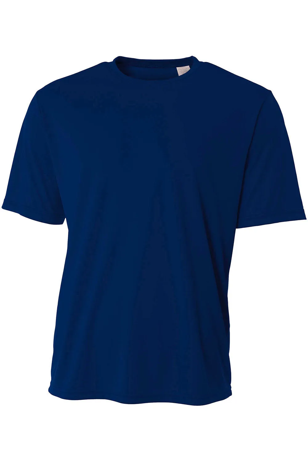 A4 Mens Sprint Performance Moisture Wicking Short Sleeve Crewneck T-Shirt - Navy Blue