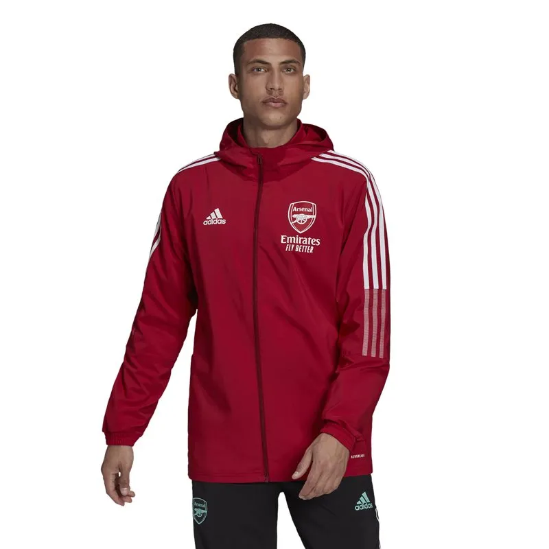 adidas Arsenal FC Official 2021/22 Pre Full Zip Jacket - Adult - Active Maroon