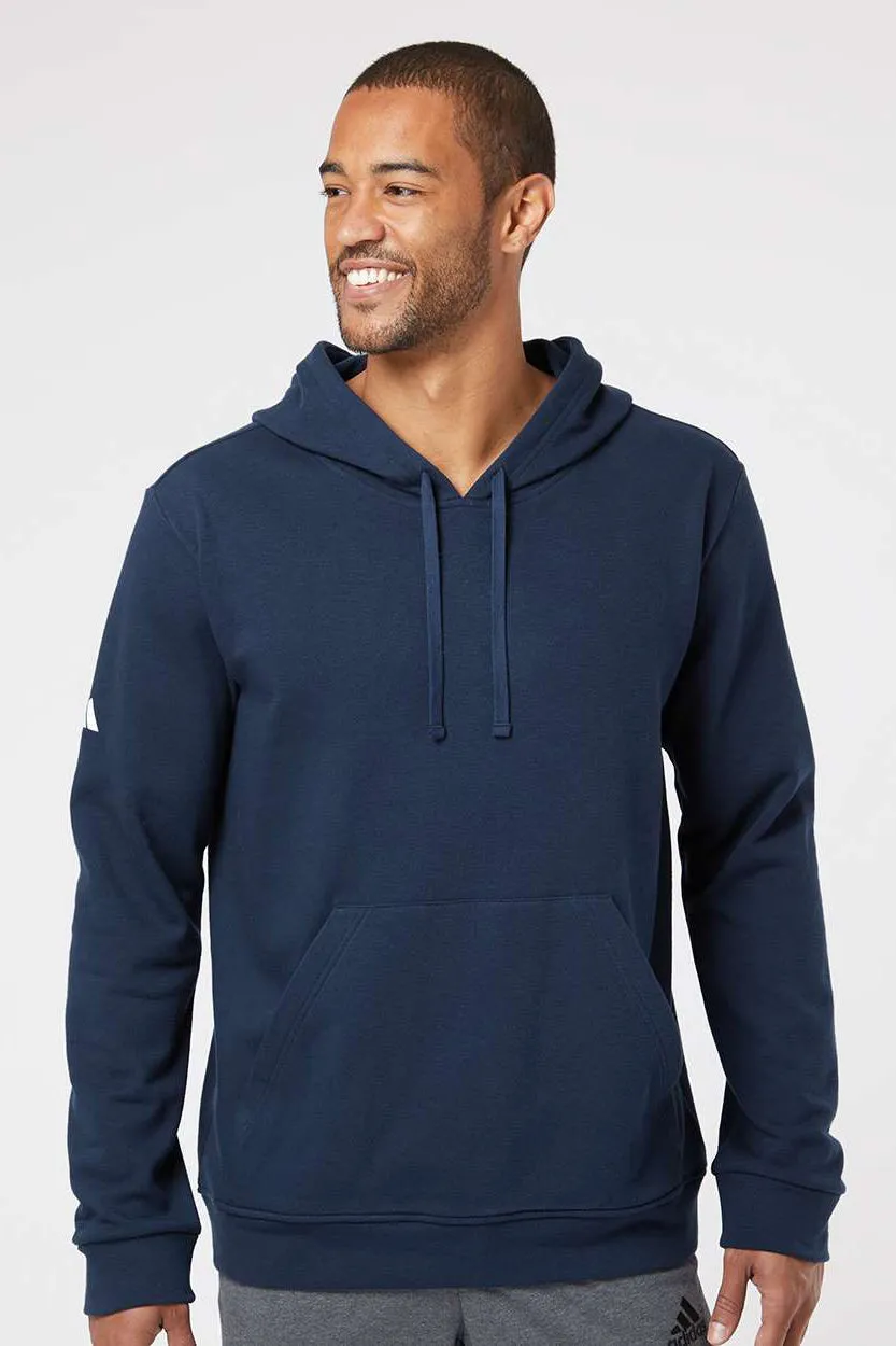 Adidas Mens Fleece Hooded Sweatshirt Hoodie - Collegiate Navy Blue - NEW