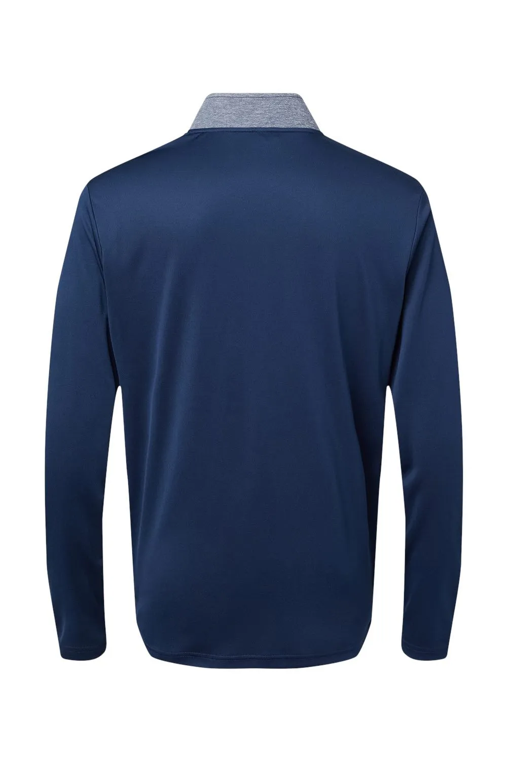 Adidas Mens Heather Block Print Moisture Wicking 1/4 Zip Sweatshirt - Collegiate Navy Blue Melange/Navy Blue/Grey - NEW