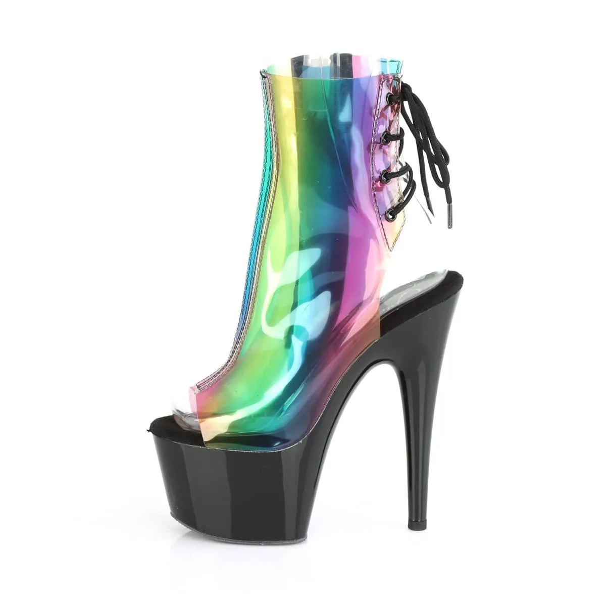 ADORE-1018C-RB Black & Multi Colour Calf High Peep Toe Boots