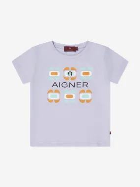 Aigner Girls Logo T-Shirt in Purple