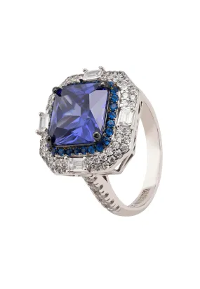 Anastasia Gemstone Cocktail Ring Silver Tanzanite