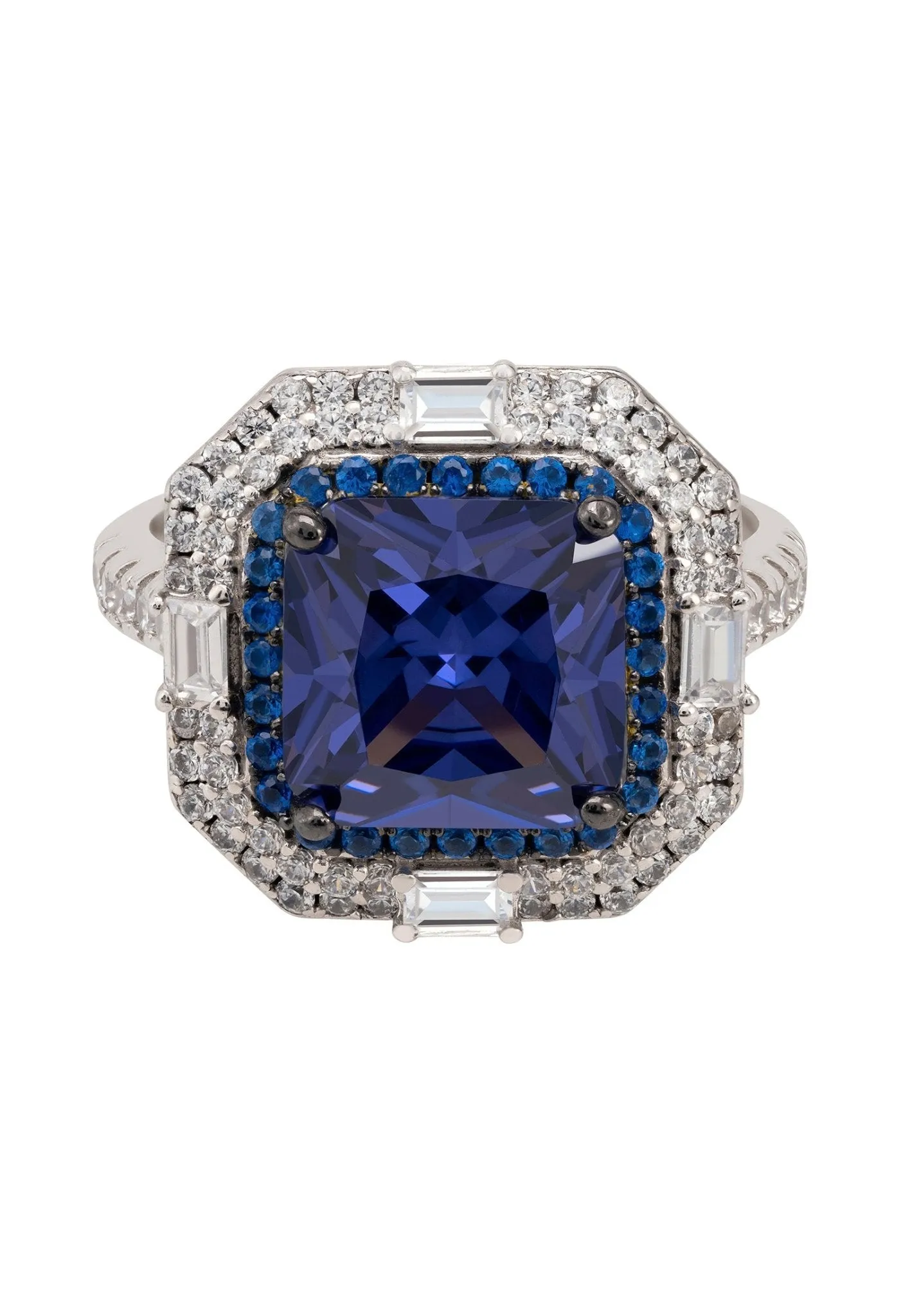 Anastasia Gemstone Cocktail Ring Silver Tanzanite