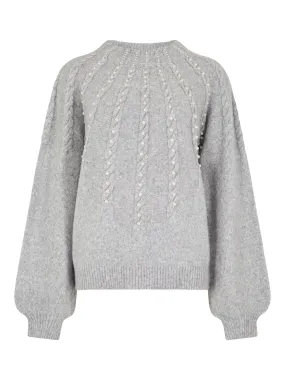 Apricot Graduated Line Pearl Sweater