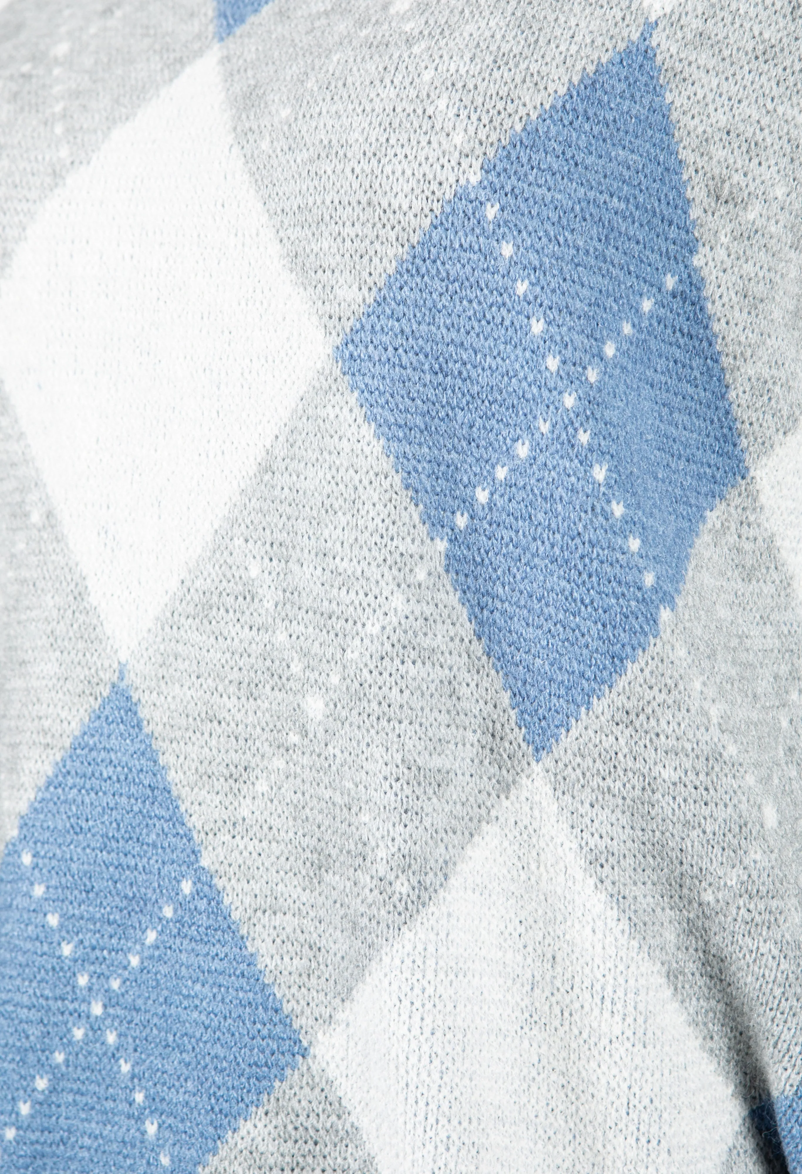 Argyle Knit Jumper in Grey & Powder Blue