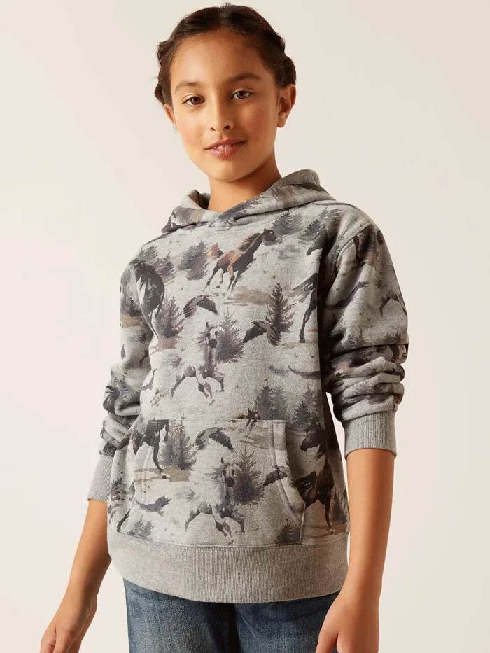 Ariat 10047331 Kids Misty Horse Hoodie Heather Grey