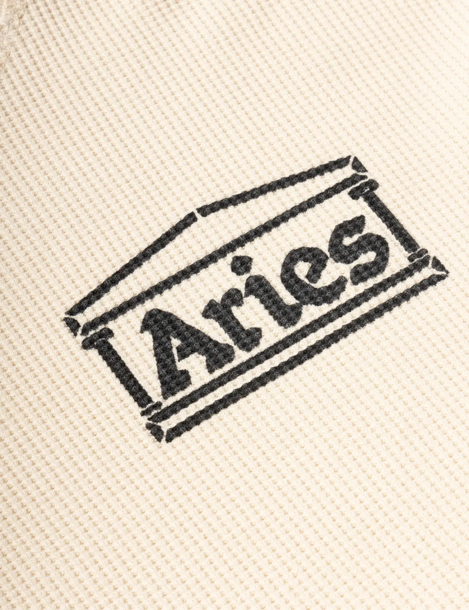 Aries Waffle Long Sleeve T-Shirt - Ecru