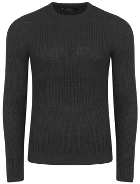 Auldhome Waffle Knit Jumper in Charcoal - Kensington Eastside