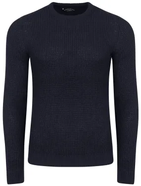 Auldhome Waffle Knit Jumper in Dark Navy - Kensington Eastside