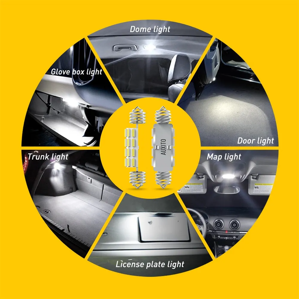 AUXITO Spring Retractable 578 LED Bulb Festoon 211-2 212-2 Light Bulb Interior Lights