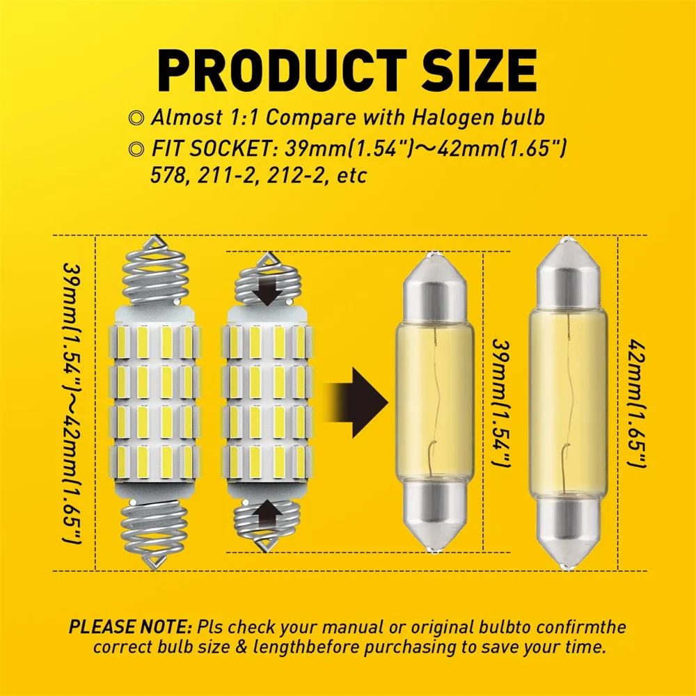 AUXITO Spring Retractable 578 LED Bulb Festoon 211-2 212-2 Light Bulb Interior Lights