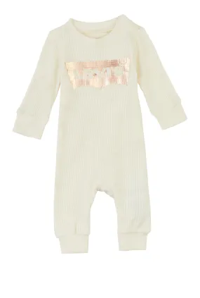 Baby Girls 0-9M Levis Waffle Knit Logo Graphic Jumpsuit