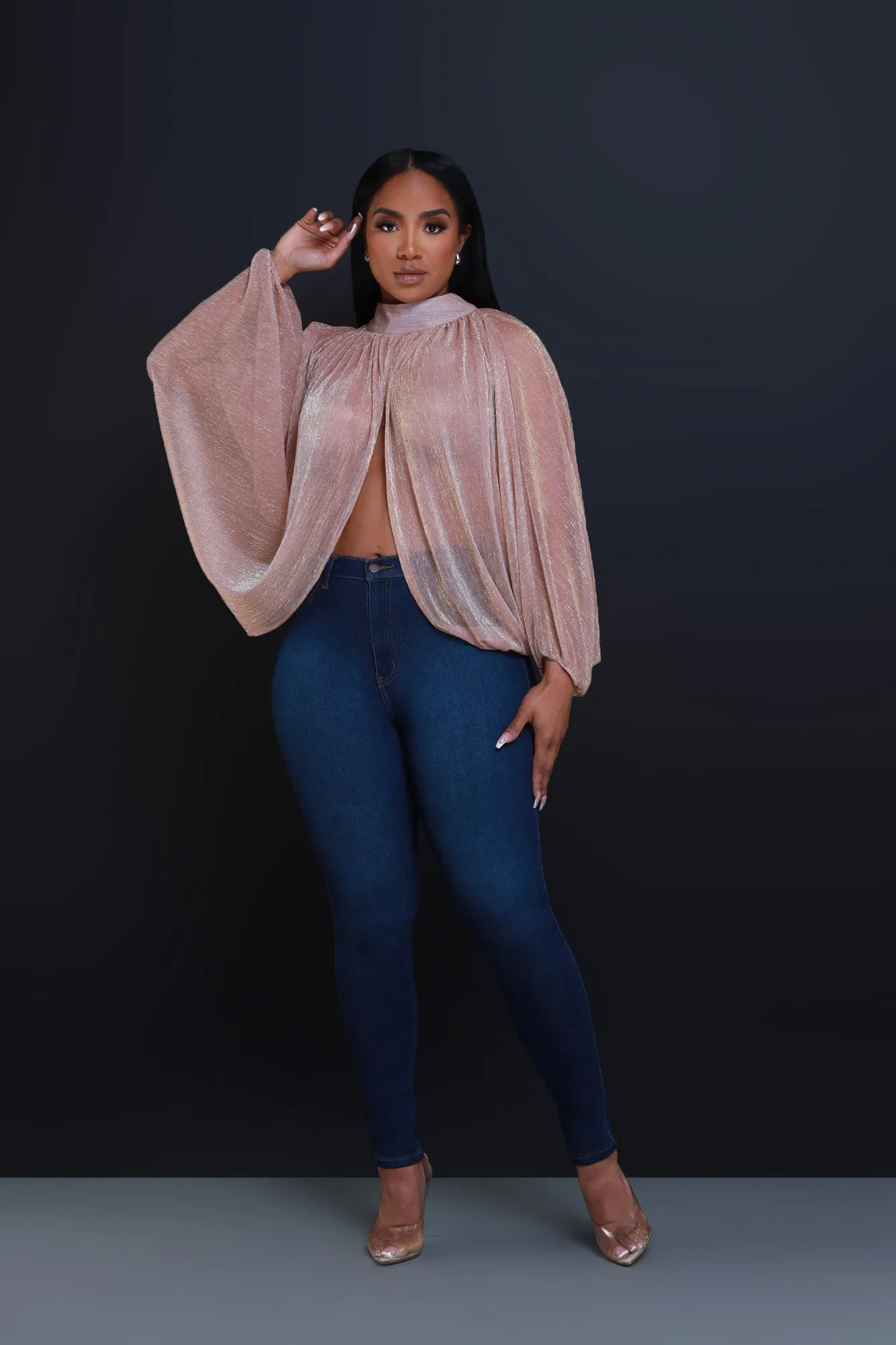 Backstage Pass Sheer Open Front Top - Pink