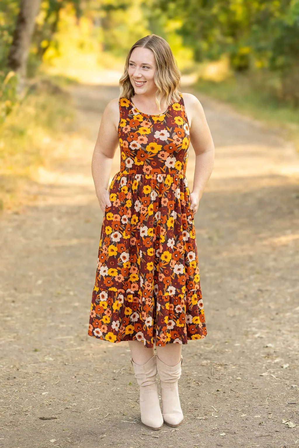 Bailey Dress - Brown Fall Floral