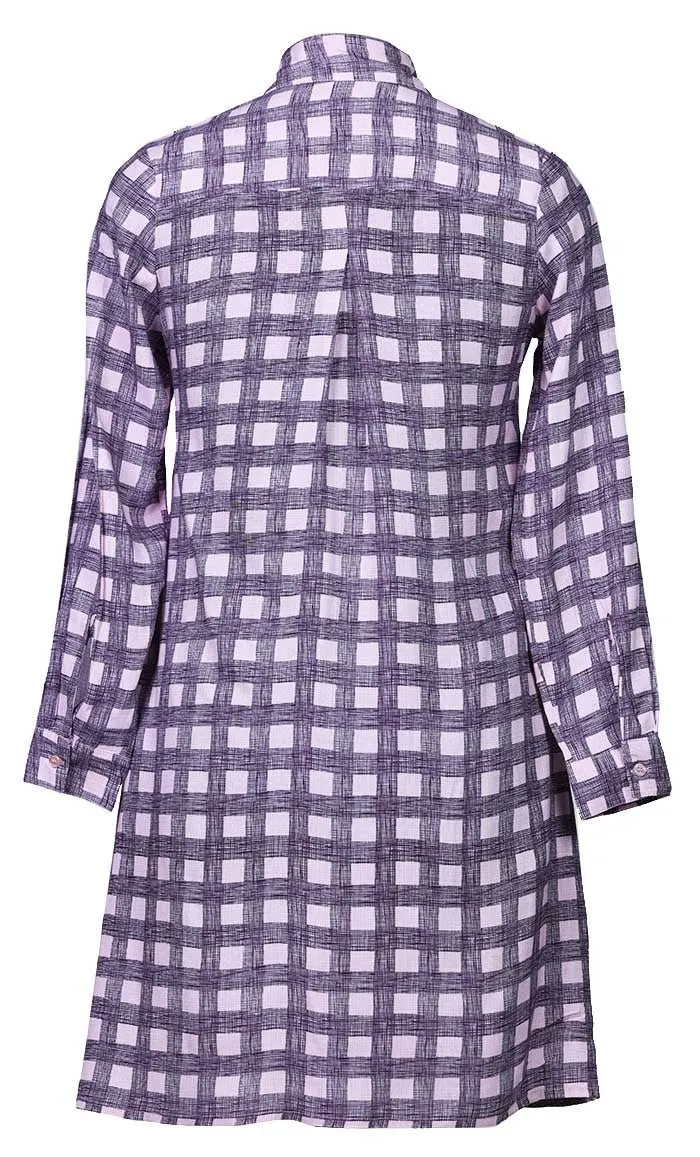 Basic Pink Check Printed Button Down Tunic