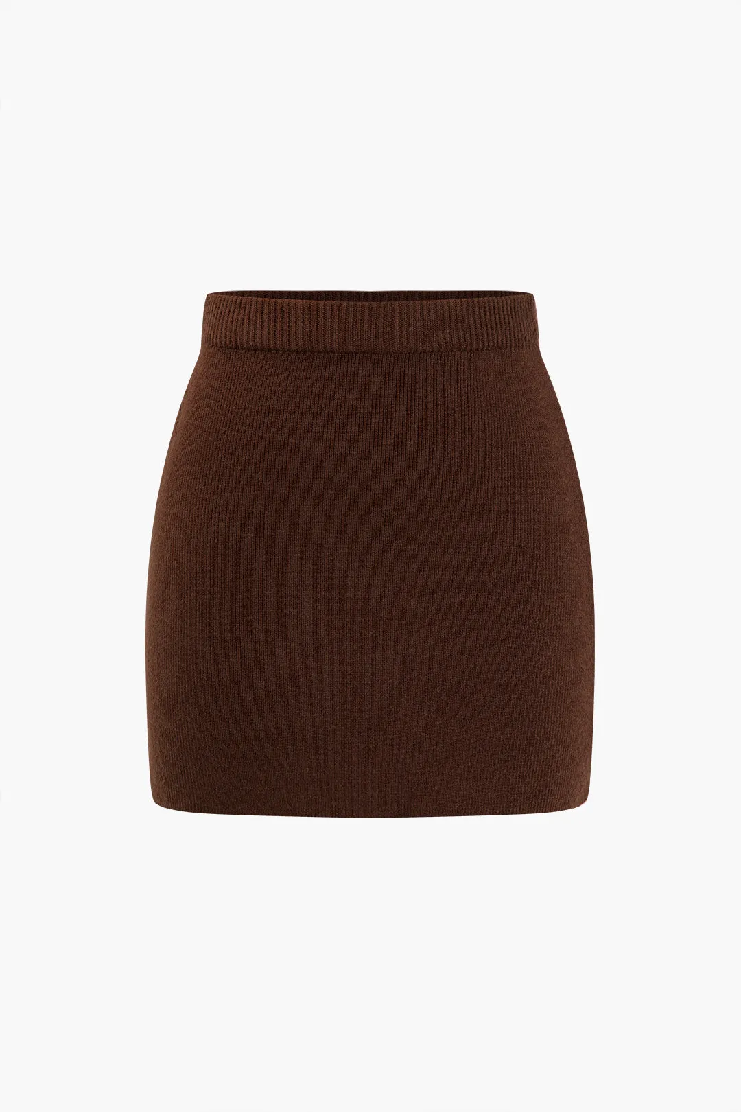 Basic Solid Knit Mini Skirt