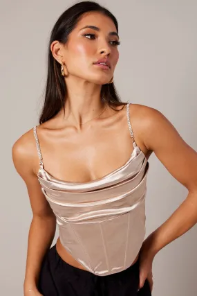 Beige Satin Cami Top