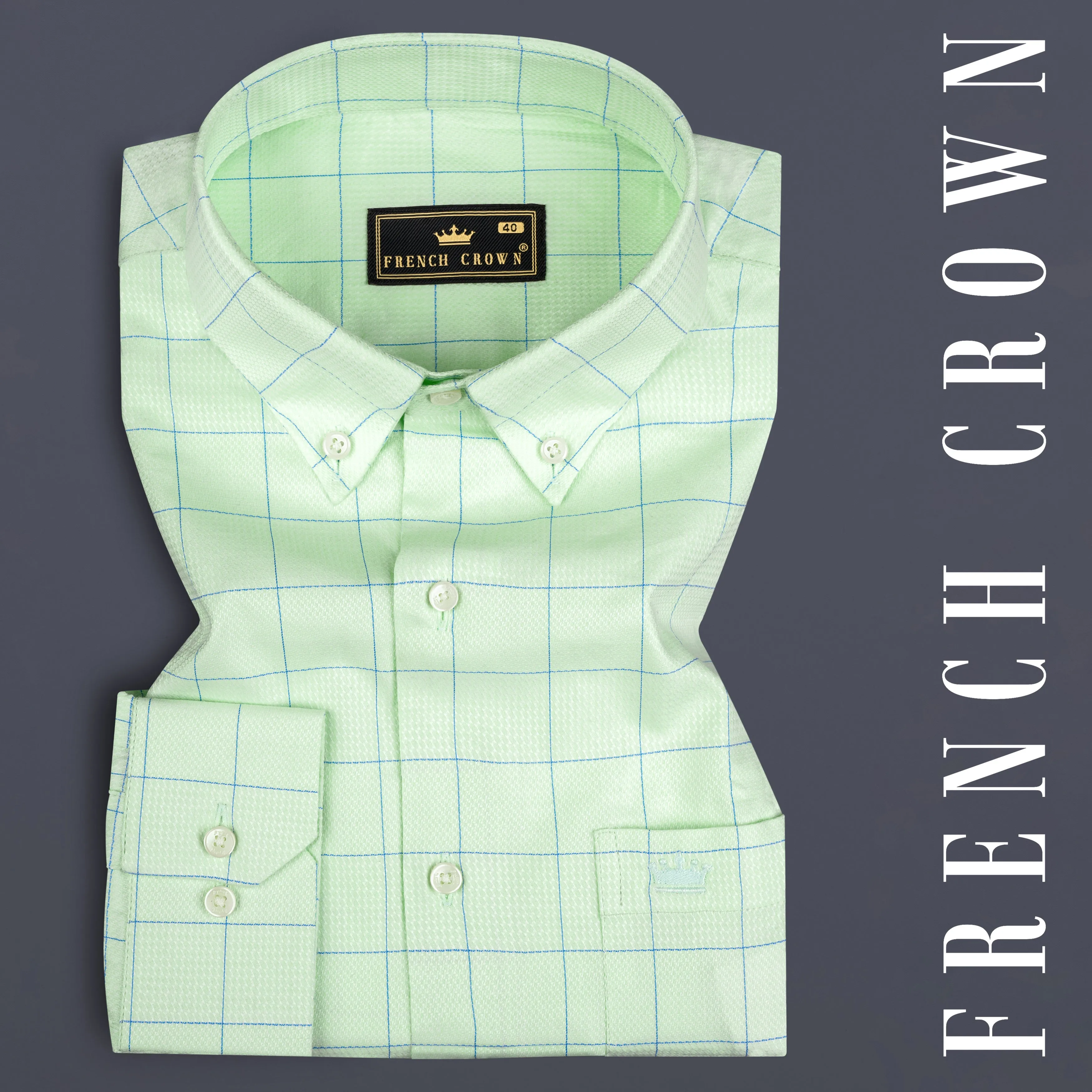 Beryl Green Windowpane Dobby Shirt