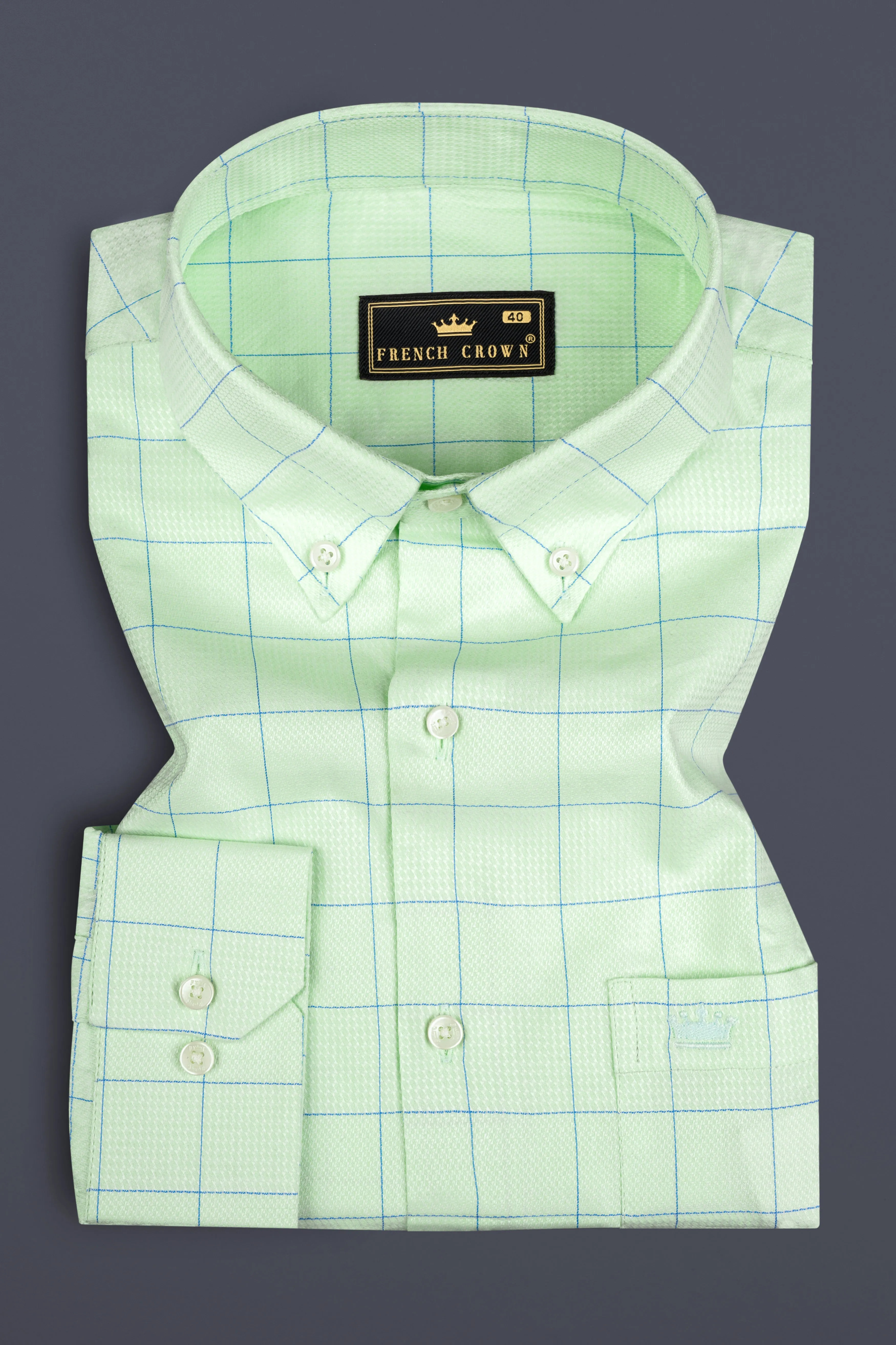 Beryl Green Windowpane Dobby Shirt