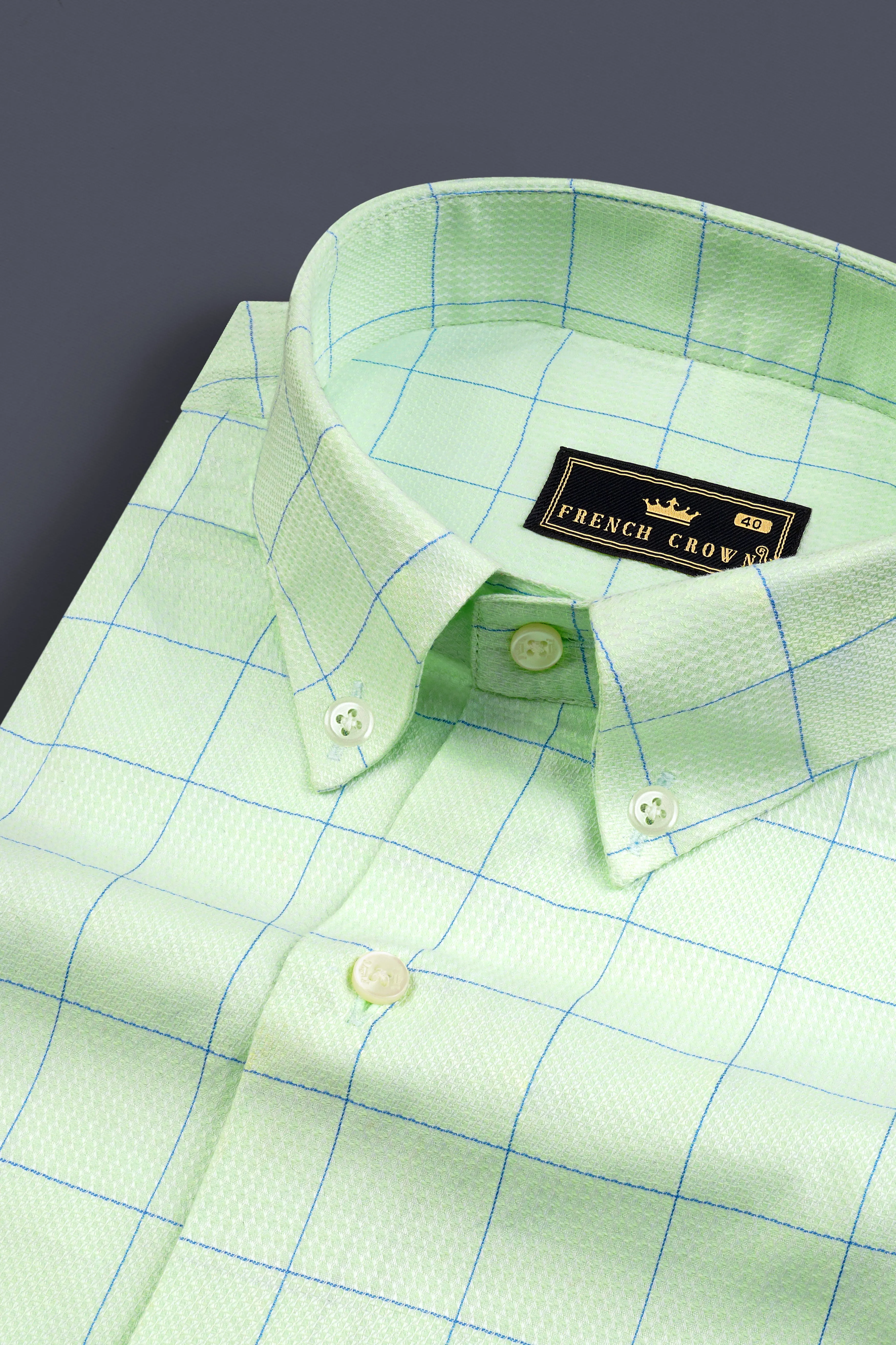 Beryl Green Windowpane Dobby Shirt