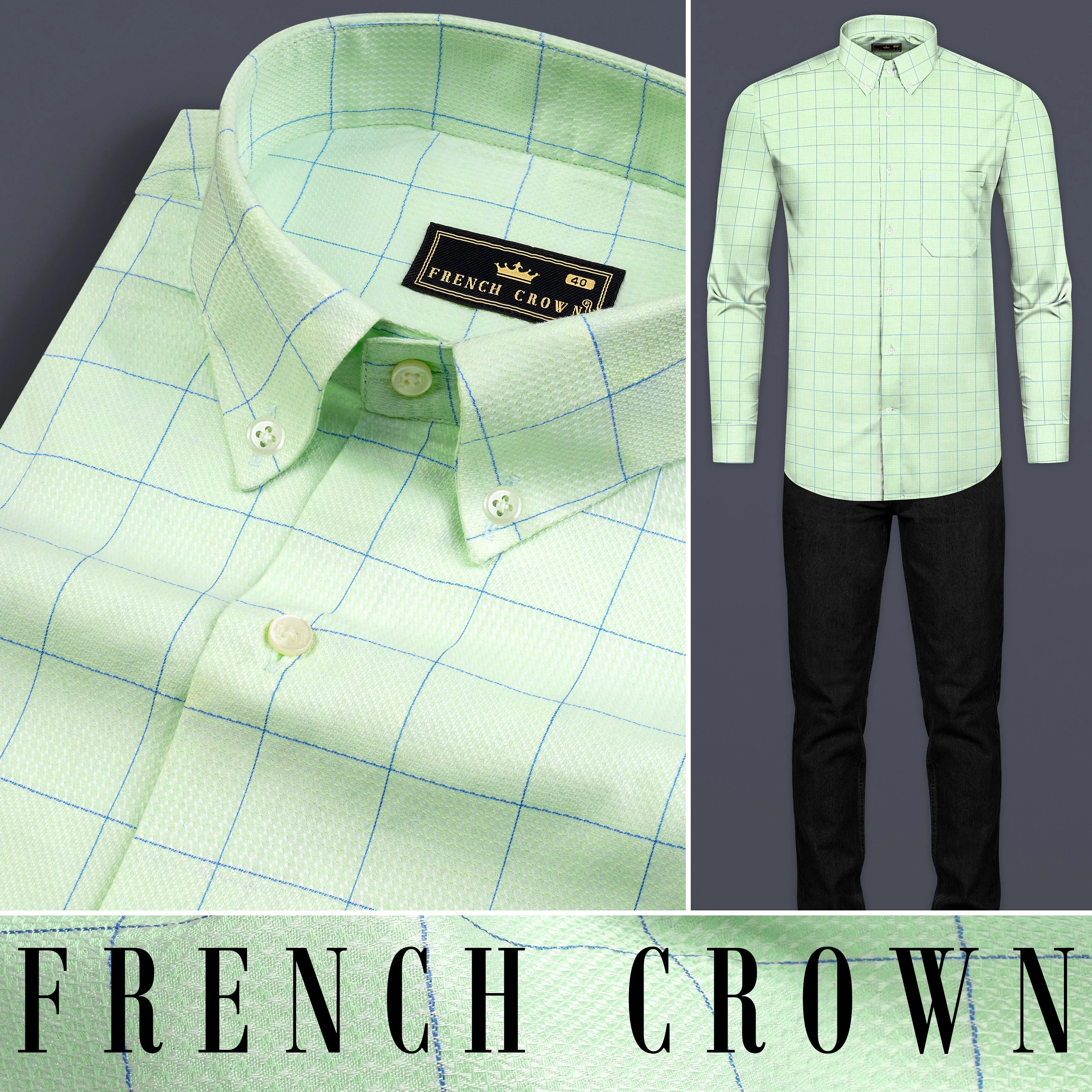 Beryl Green Windowpane Dobby Shirt