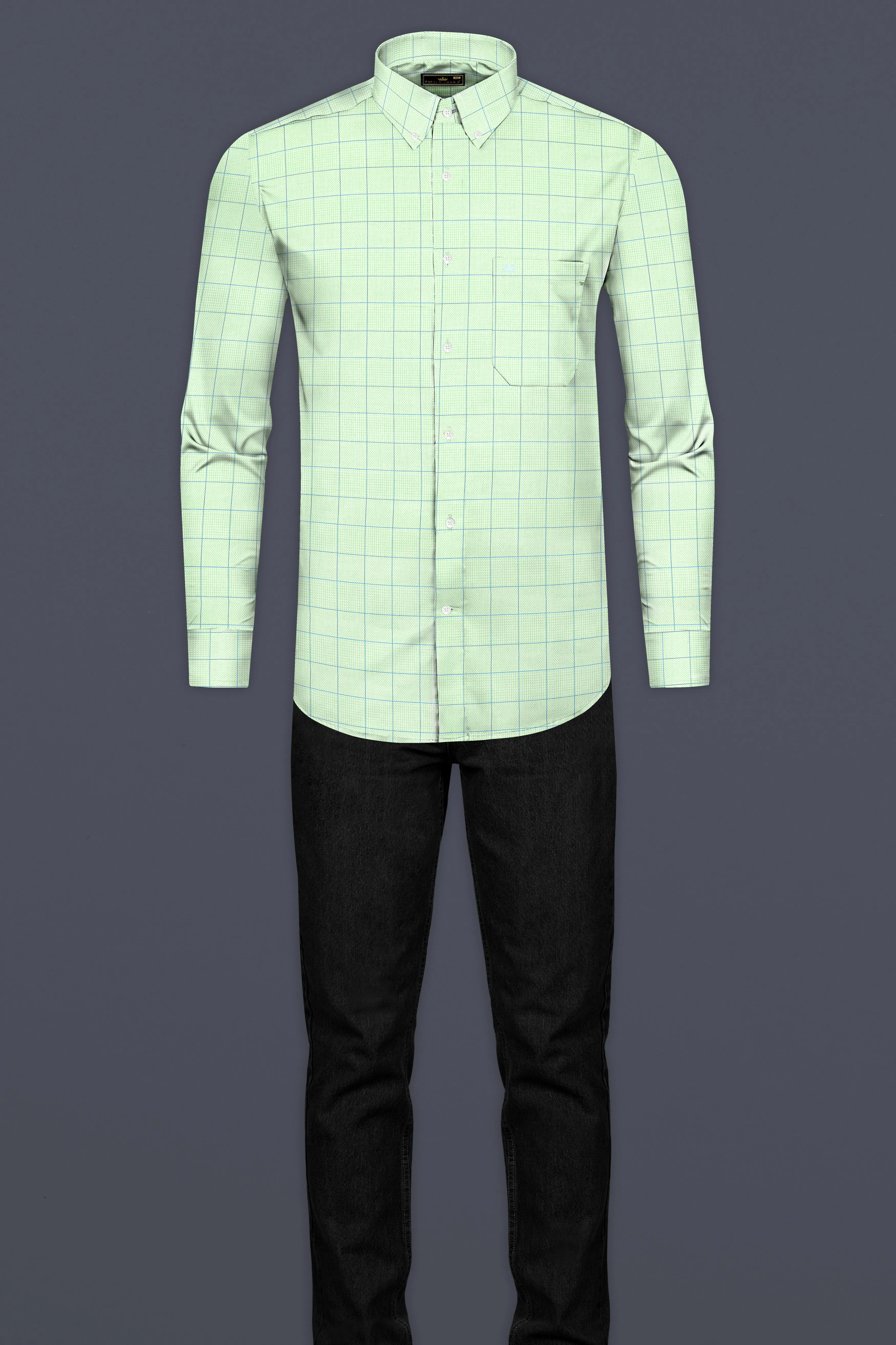 Beryl Green Windowpane Dobby Shirt