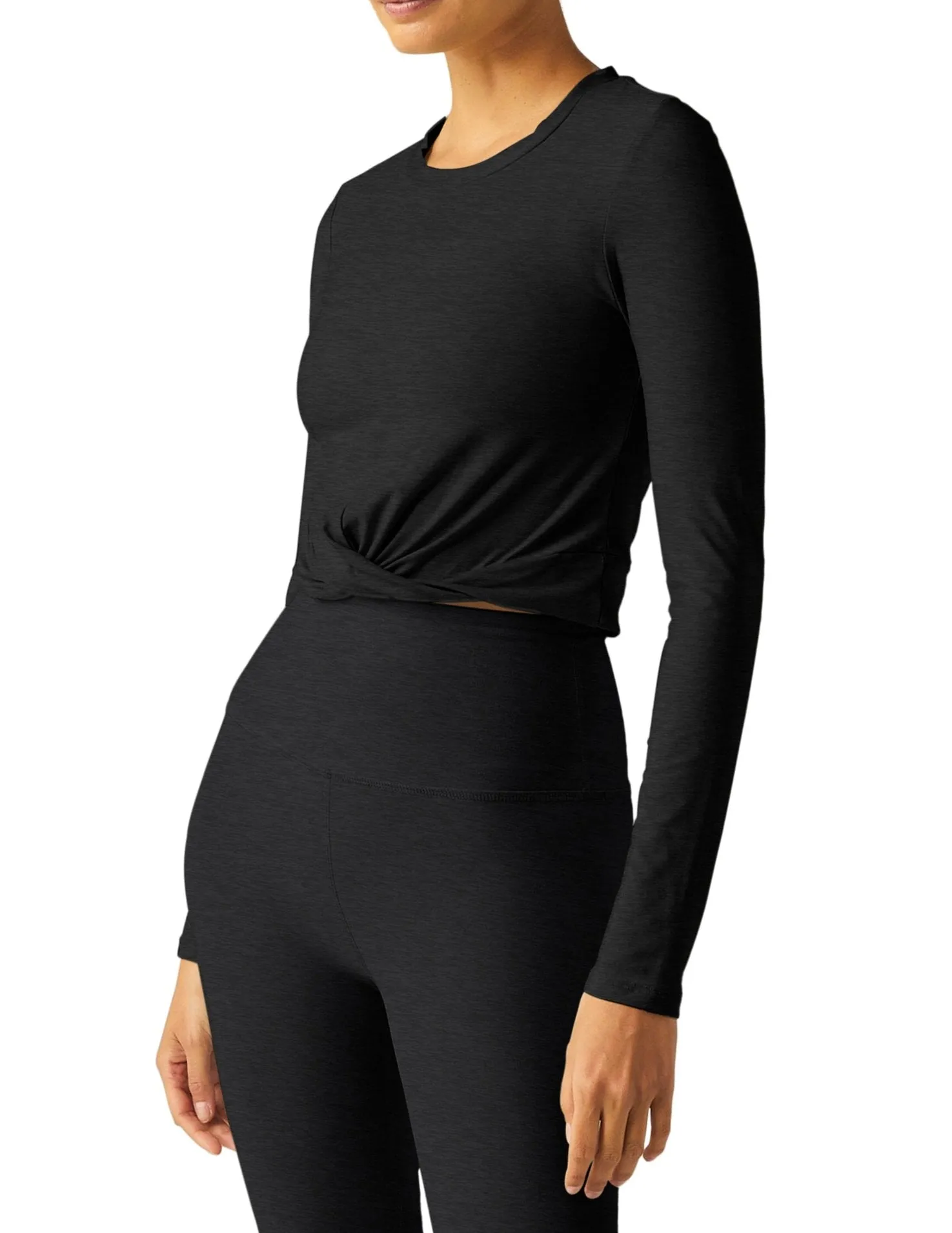 Beyond Yoga Featherweight Center Stage Cropped Long Sleeve Pullover