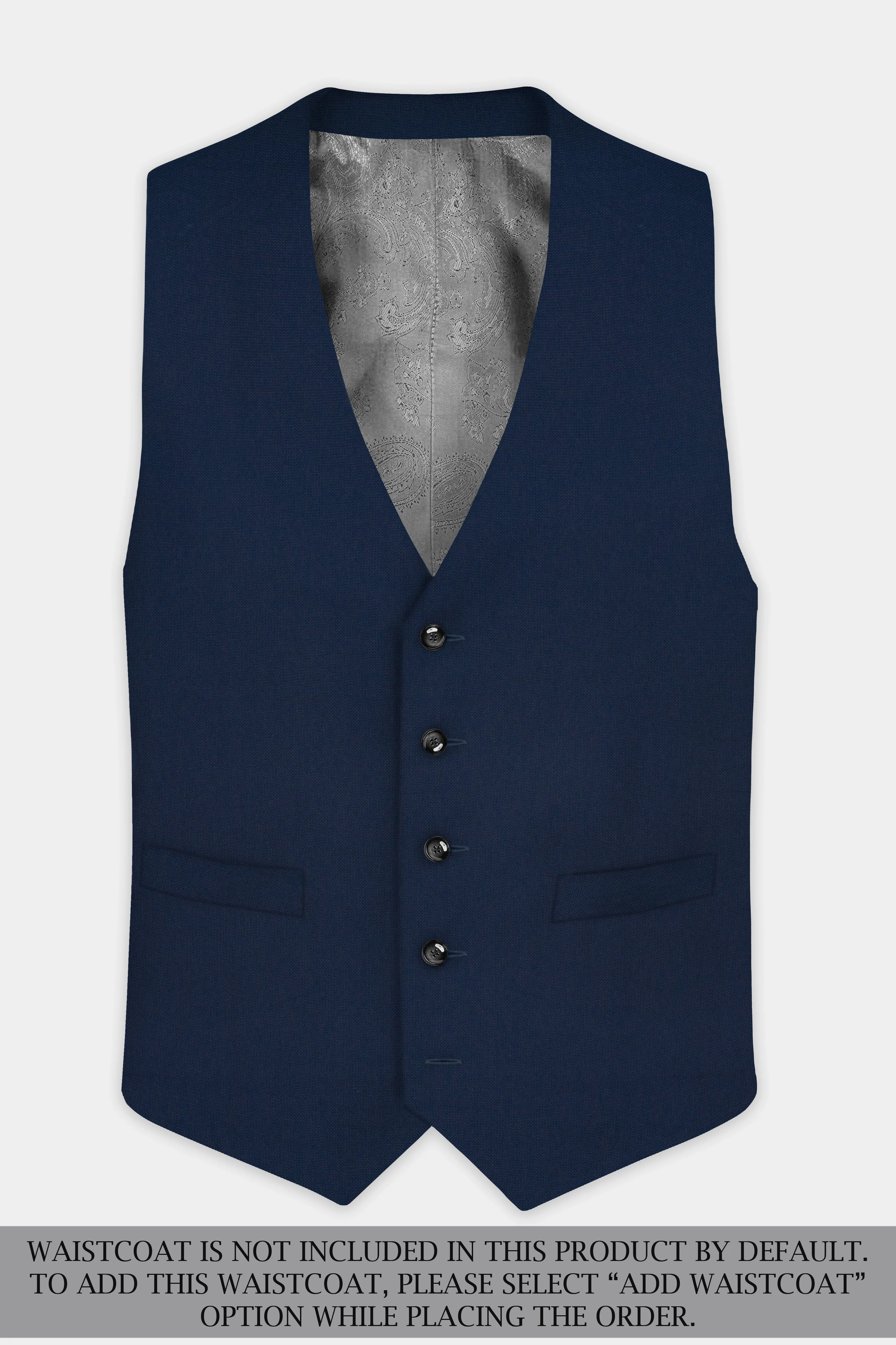 Big Stone Blue Textured Wool Blend Single Breasted Suit