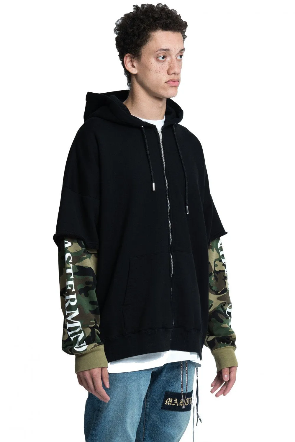 Black and Camo Double Layered Hoodie