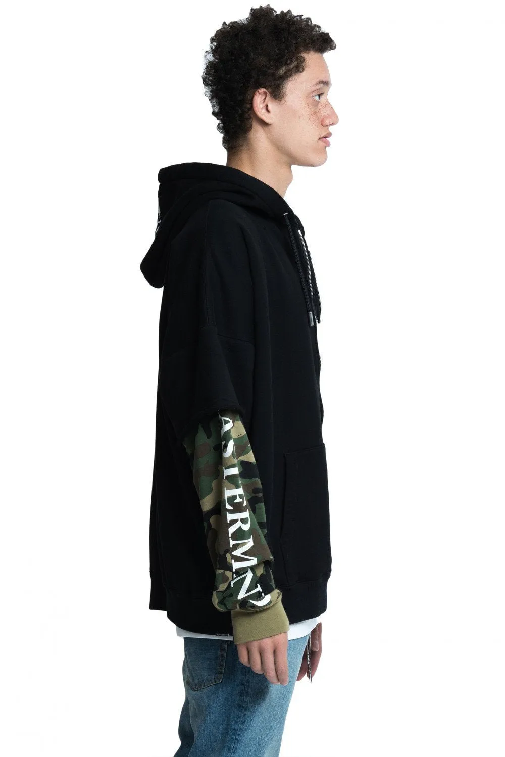 Black and Camo Double Layered Hoodie