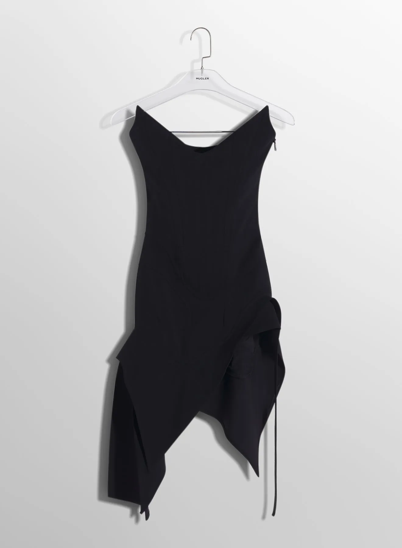 black asymmetric bustier dress