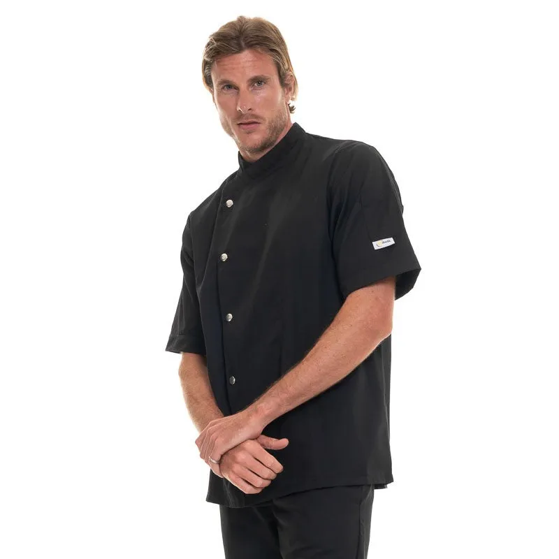 Black Kitchen Coat with Silver Buttons - MANELLI