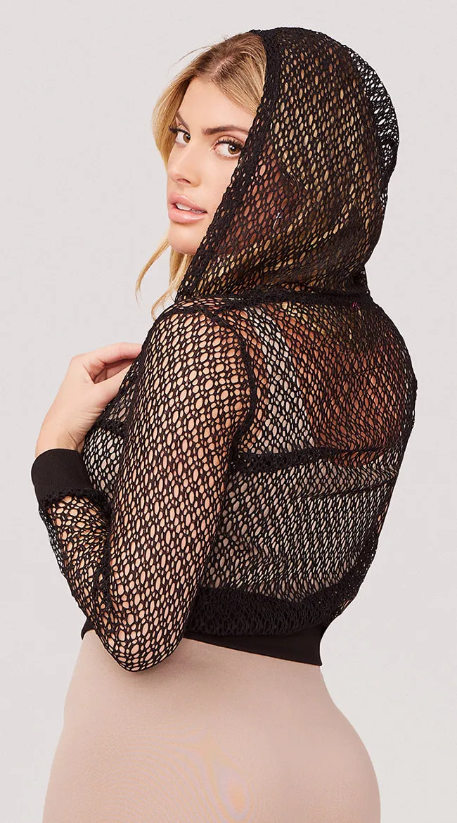 Black Netted Hoodie