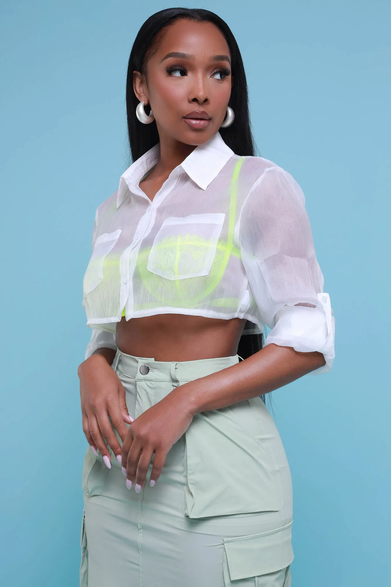 Blank Page Sheer Crop Top - Ivory