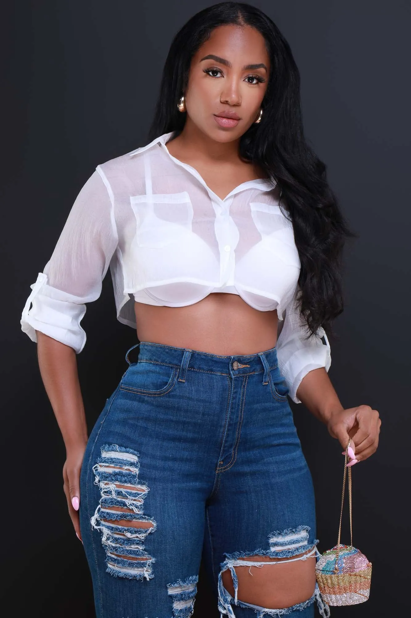 Blank Page Sheer Crop Top - Ivory